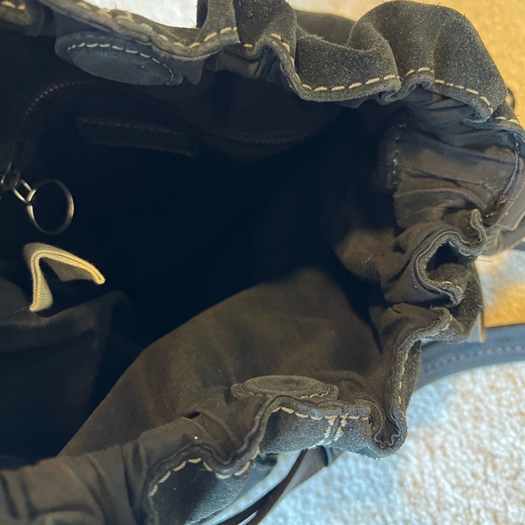 Vintage Lucky Brand Black Suede Leather Hobo Bag Purse 90s/Y2k fringe tassels - Picture 9 of 12